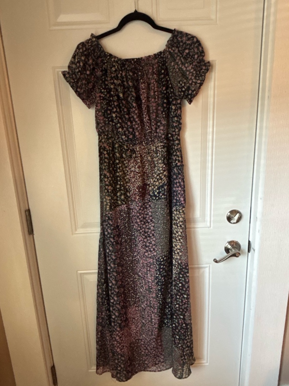 Lulu's Black Floral Maxi Dress with Pink and Blue Print - Picture 3 of 9